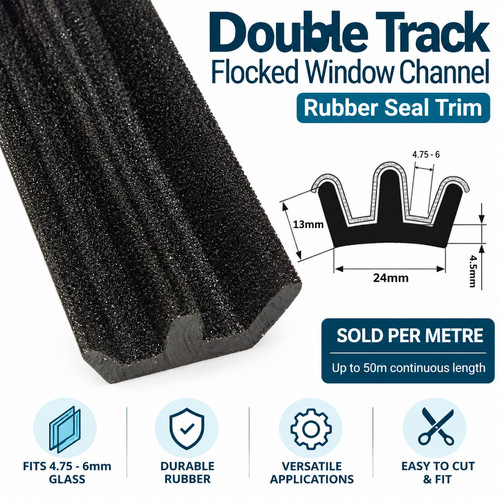 Double track flocked rubber - track,