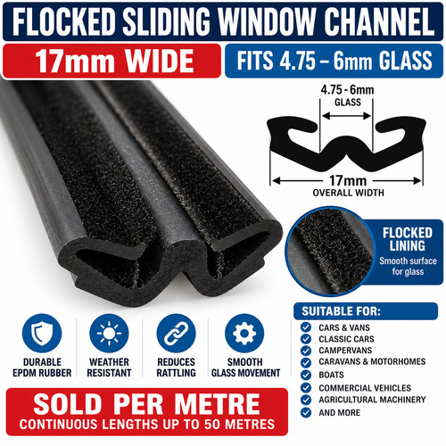 Flocked window channel - window, rubber